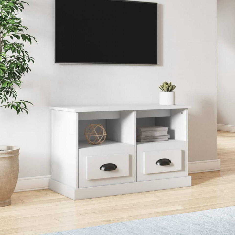 Comodă TV, alb, 80x35x50 cm, lemn prelucrat Casa Practica imagine noua elgreco.ro