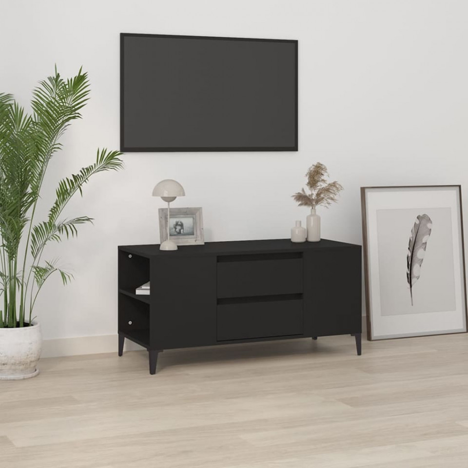 Poza Comoda TV, negru, 102x44,5x50 cm, lemn prelucrat