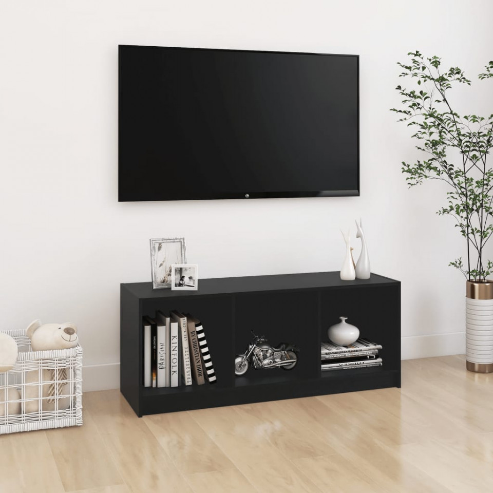 Poza Comoda TV, negru, 104x33x41 cm, lemn masiv de pin