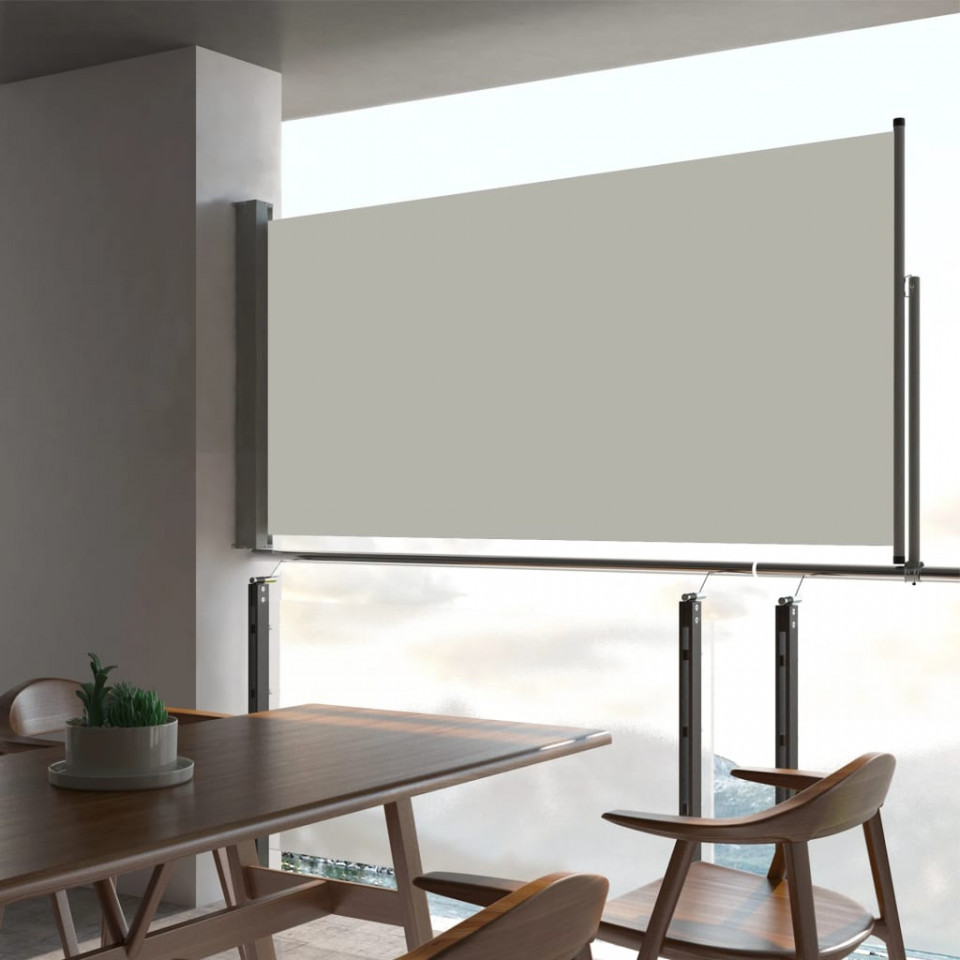 Copertină laterală retractabilă de terasă, crem, 80 x 300 cm