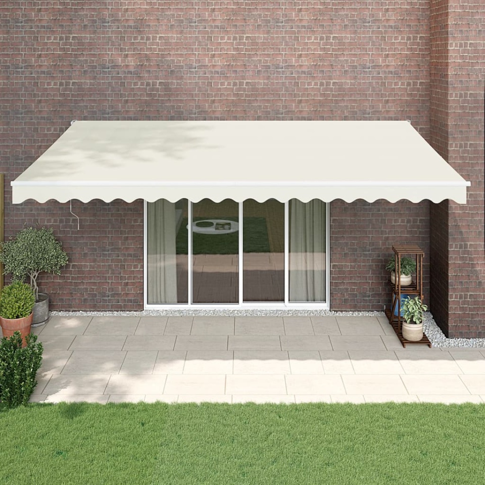 Copertină retractabilă automată, crem, 5x3 m
