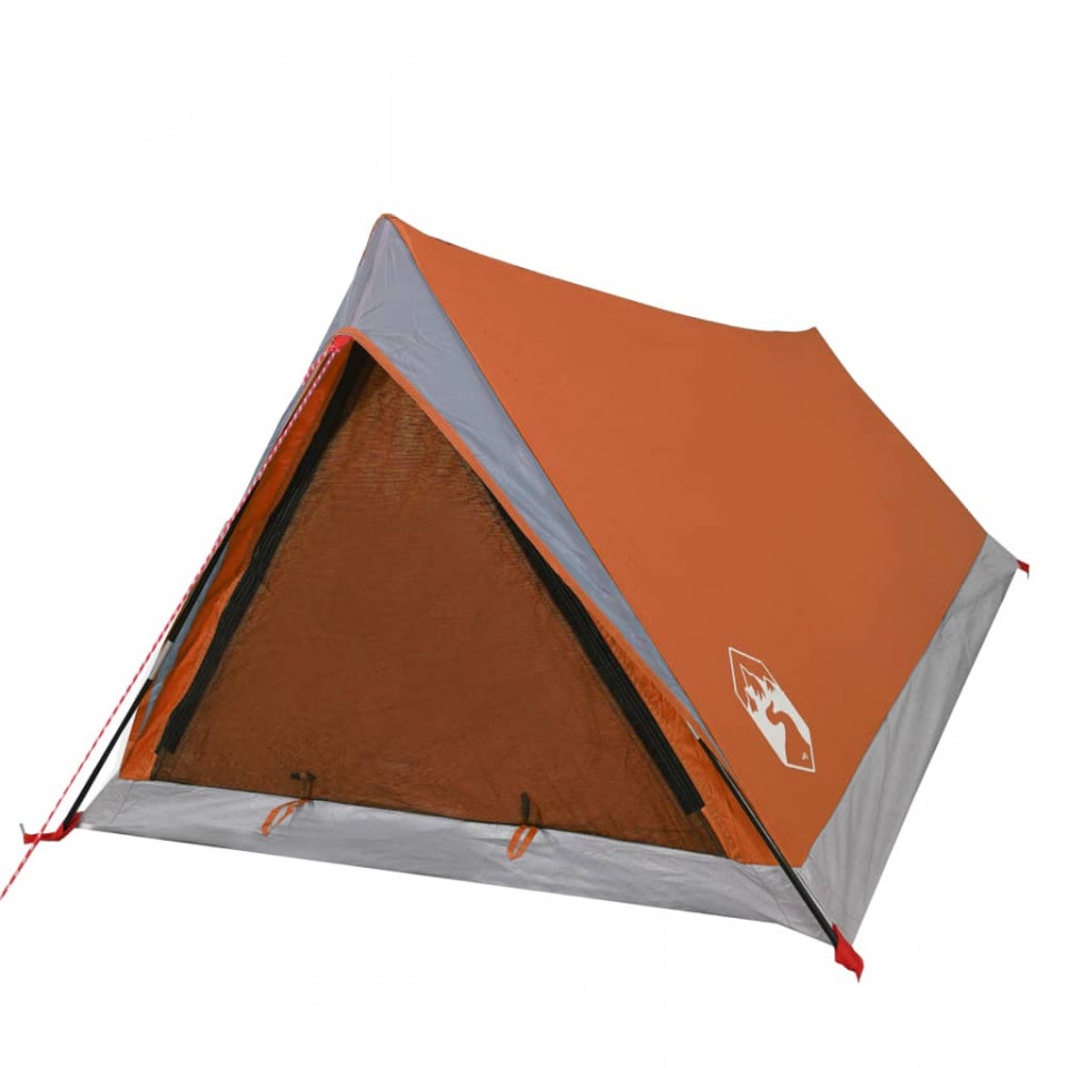 Cort camping 2 pers. gri/portocaliu 200x120x88/62cm tafta 185T