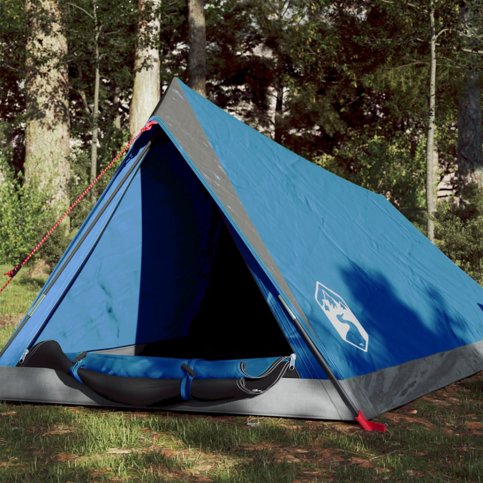 Cort de camping 2 persoane albastru 200x120x88/62 cm tafta 185T