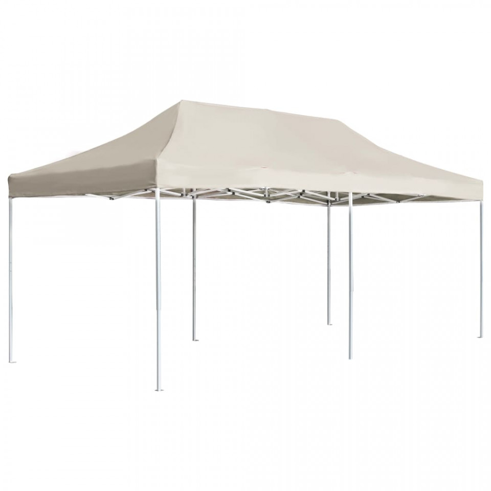 Cort de petrecere pliabil profesional, crem, 6 x 3 m, aluminiu
