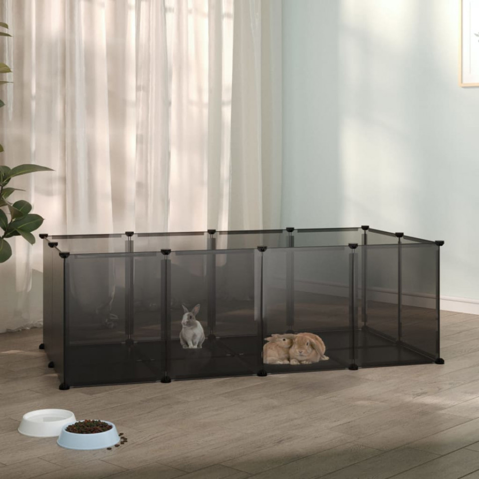 Cușcă pentru animale mici, negru, 144x74x46,5 cm, pp și oțel
