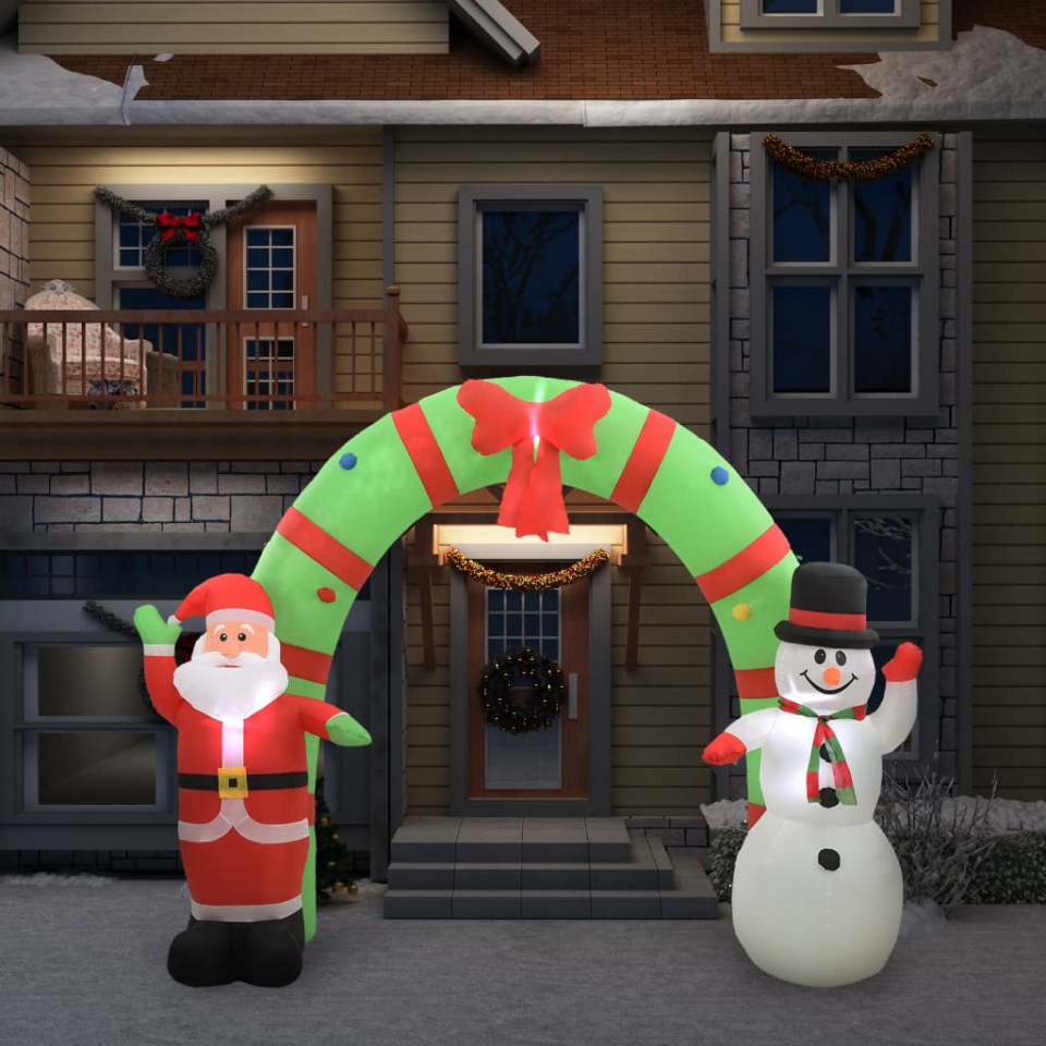 Decorațiune gonflabilă Moș Crăciun și om de zăpadă, LED, 280 cm 280
