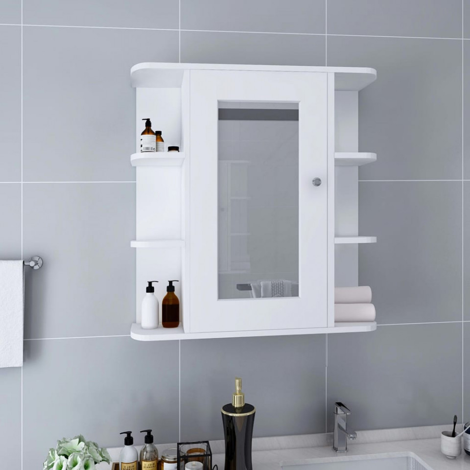 Dulap de baie cu oglindă, alb, 66 x 17 x 63 cm, MDF Casa Practica imagine noua