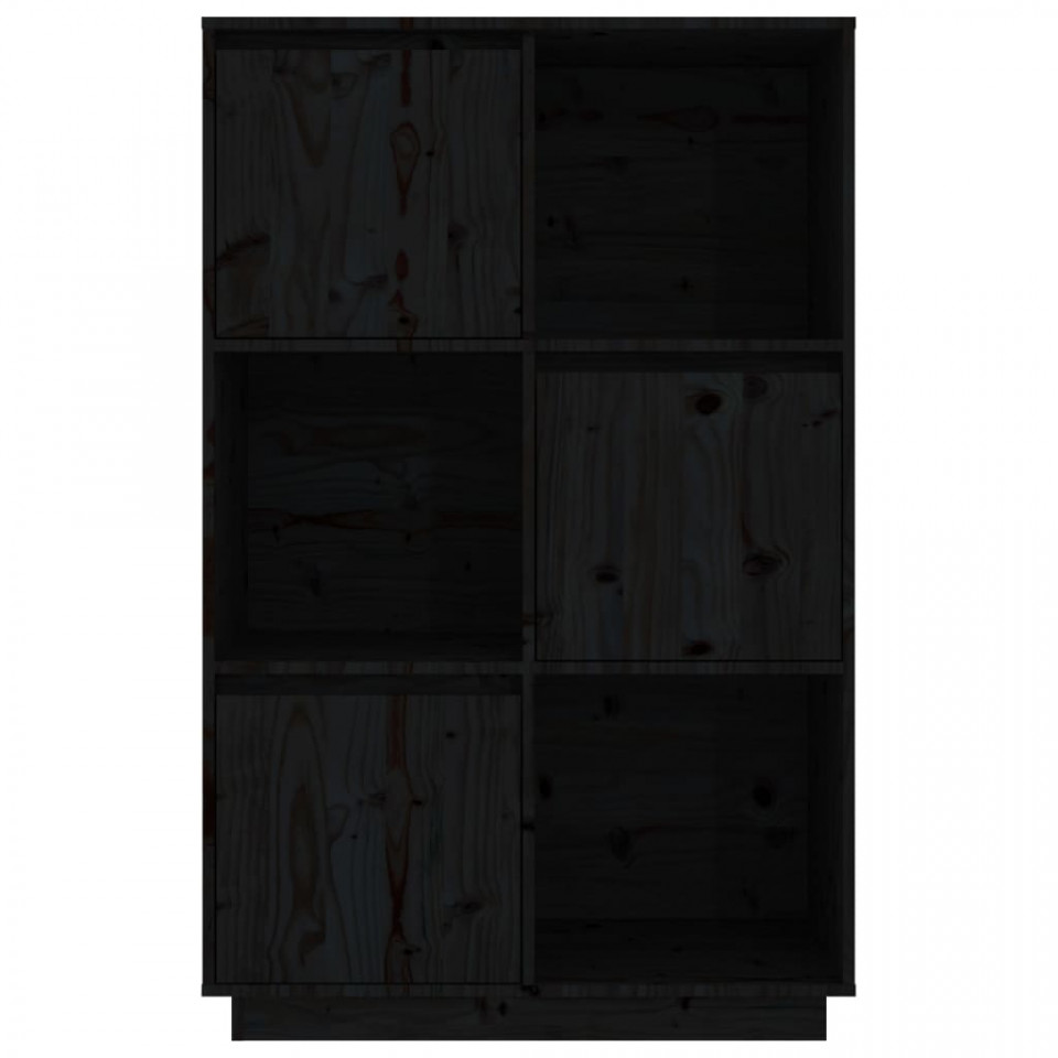 Dulap înalt, negru, 74x35x117 cm, lemn masiv de pin