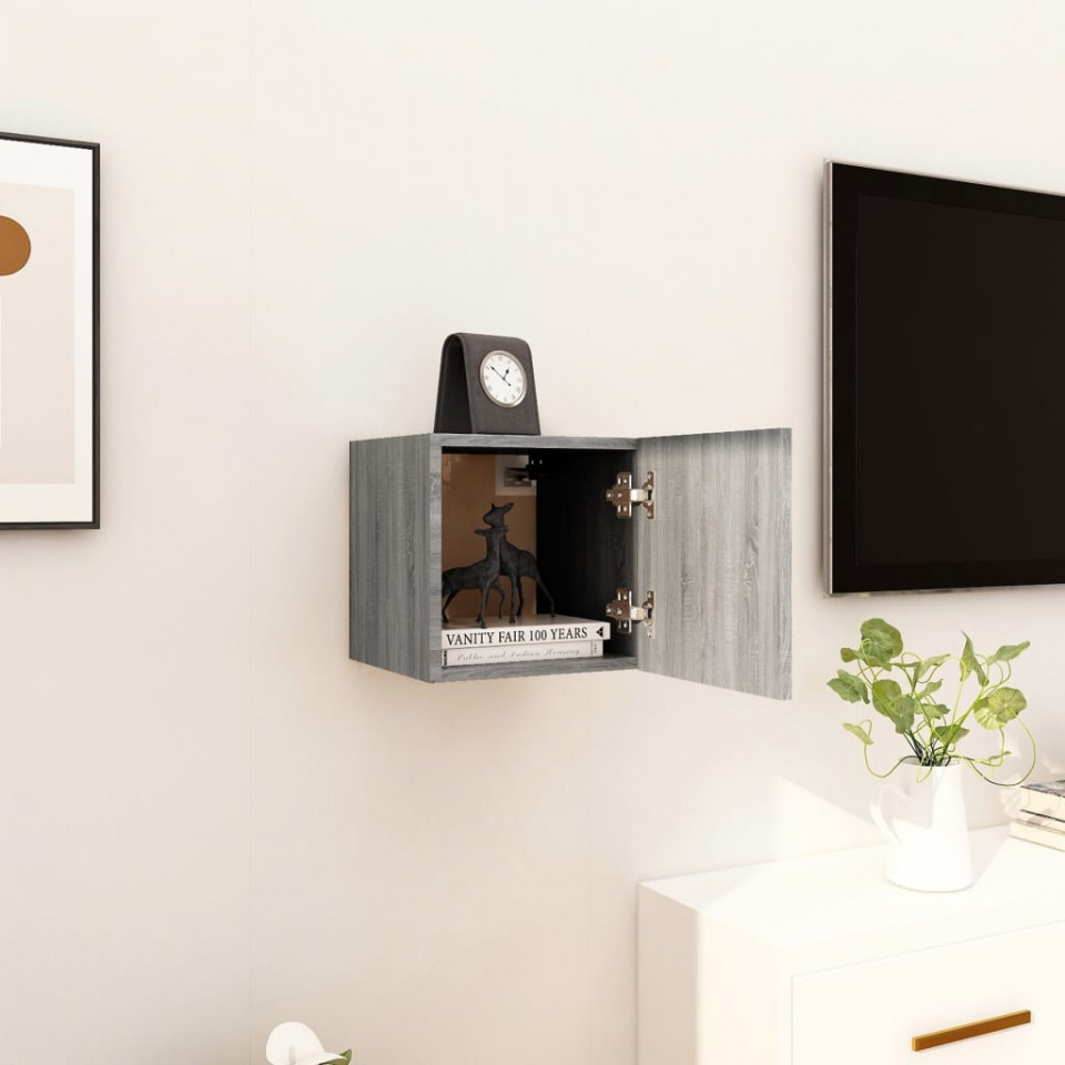 Dulapuri tv montaj pe perete, sonoma gri, 30,5x30x30 cm