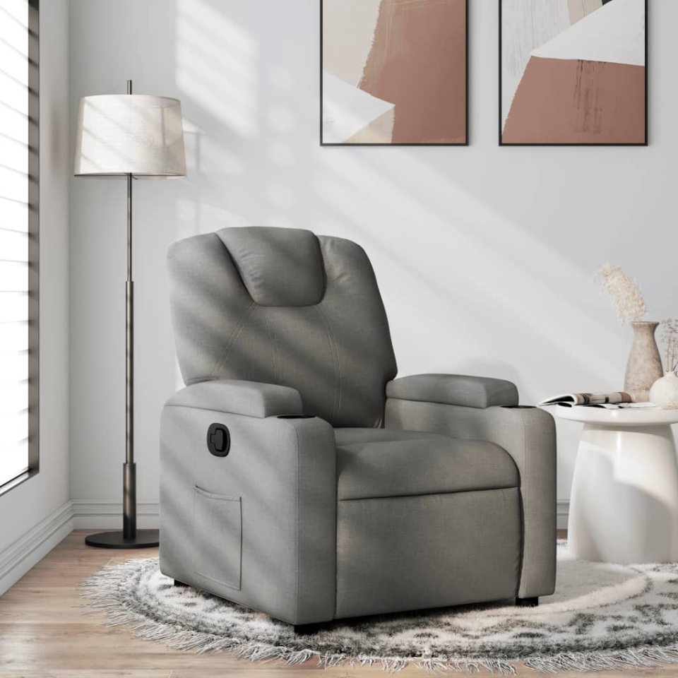 Fotoliu rabatabil, gri închis, material textil