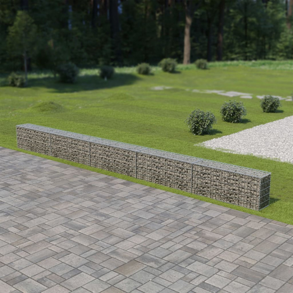 Gabion perete cu capace, 600 x 30 x 50 cm, oțel galvanizat