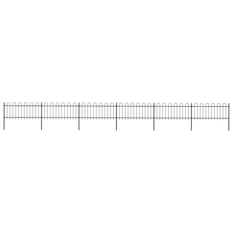 Gard de grădină cu vârf curbat, negru, 10,2 m, oțel