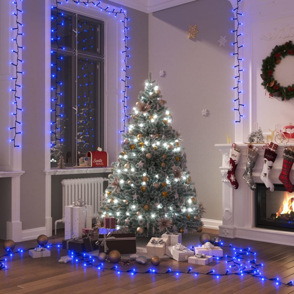 Instalație compactă cu 400 led-uri, albastru, 4 m, pvc