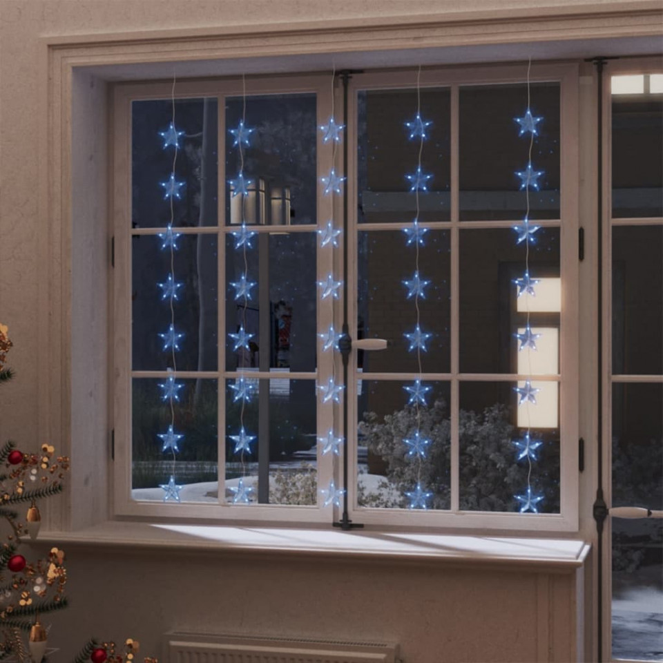 Instalație lumini tip perdea stele 200 led albastru 8 funcții