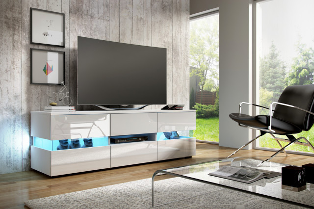 Inter (Comoda Tv) White/White High Gloss