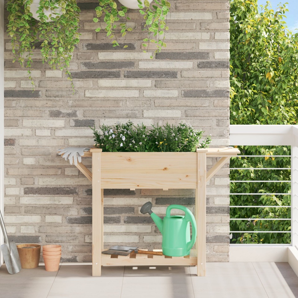 Jardiniere cu Rafturi 111x37x76 cm Lemn Masiv de Pin