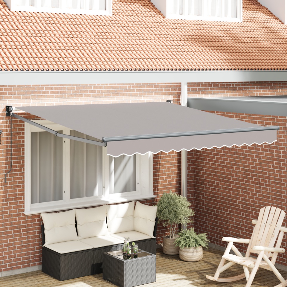 Marchiza Retractabilă Manuală Gri 350x250 cm, Material de Înlocuire pentru Marchiză pentru Cadru de 3.5x2.5 m Gri Deschis