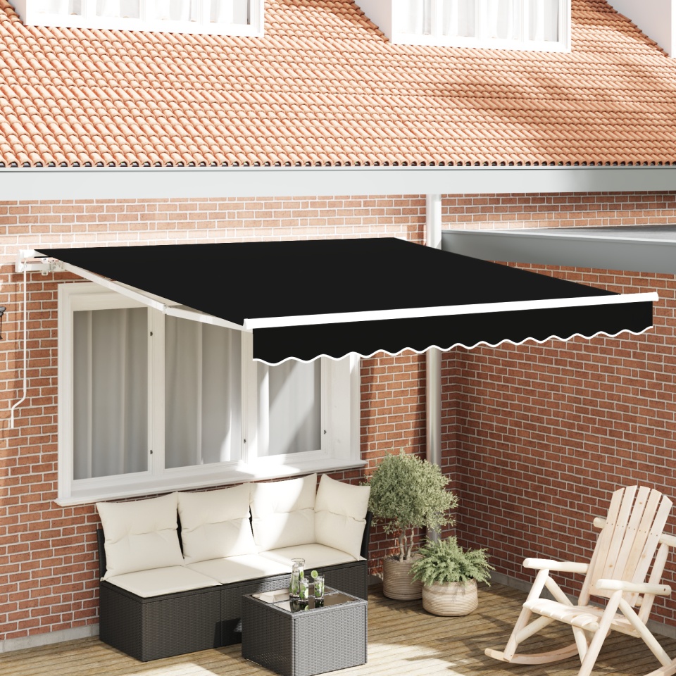 Marchiză retractabilă manuală Negru 300x250 cm, Țesătură de schimb pentru marchiză pentru cadru de 3x2.5 m Negru