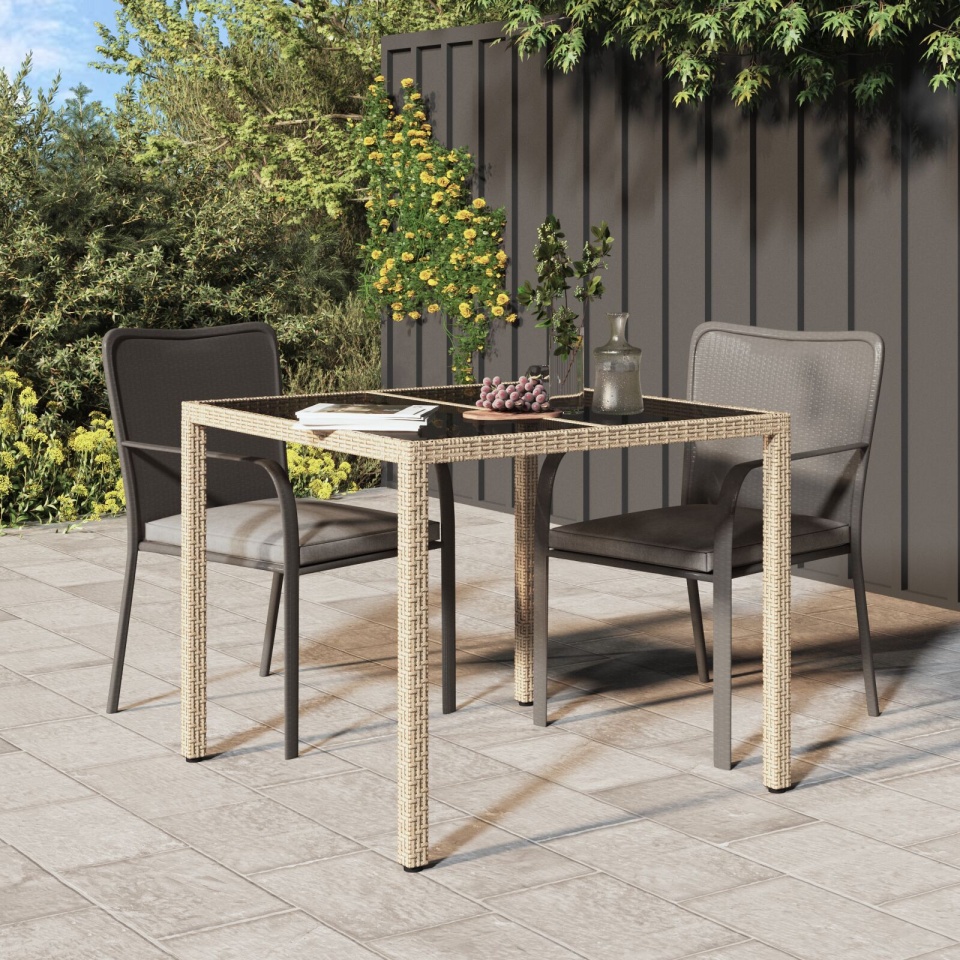 Masă de dining Bej 90x90x75 cm Poliratan