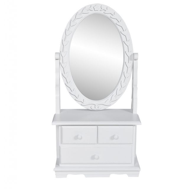 Masă de machiaj cu oglindă oscilantă ovală, MDF Casa Practica imagine noua