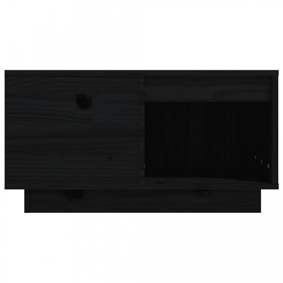 Măsuță de cafea, negru, 60x61x32,5 cm, lemn masiv de pin