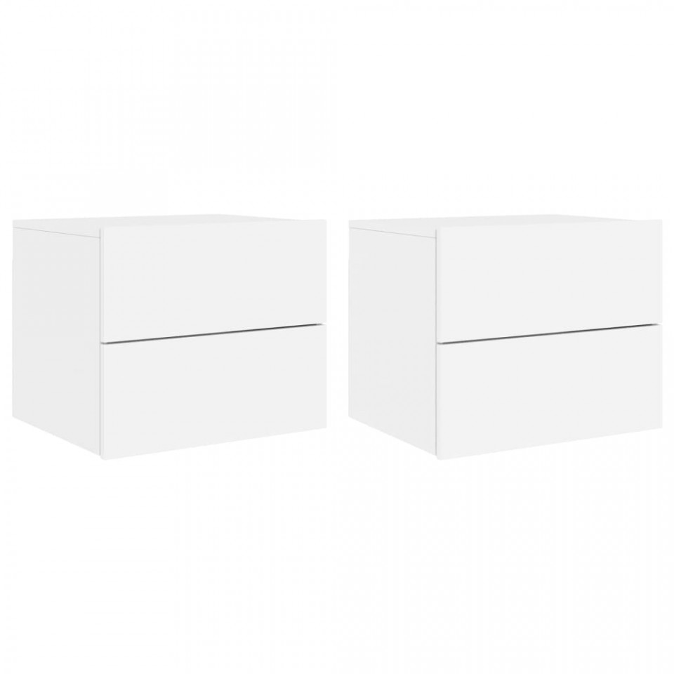 Noptiere montate pe perete cu lumini LED, 2 buc., alb