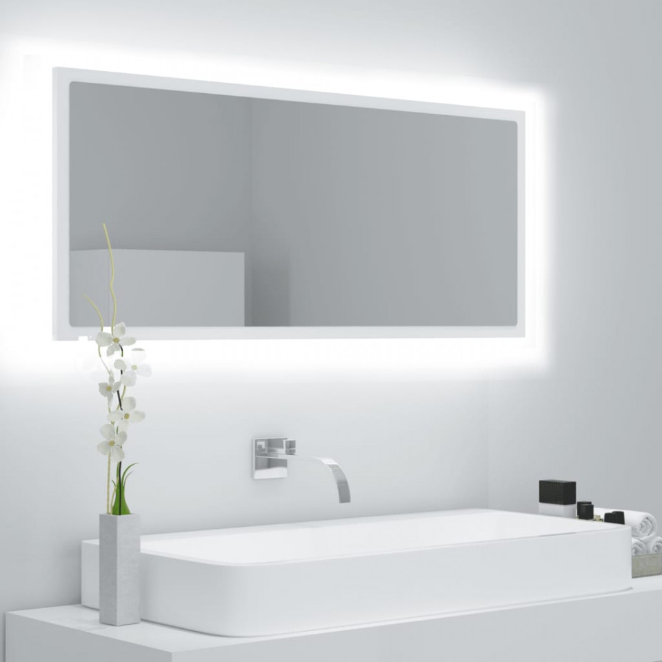 Poza Oglinda de baie cu LED, alb, 100x8,5x37 cm, PAL