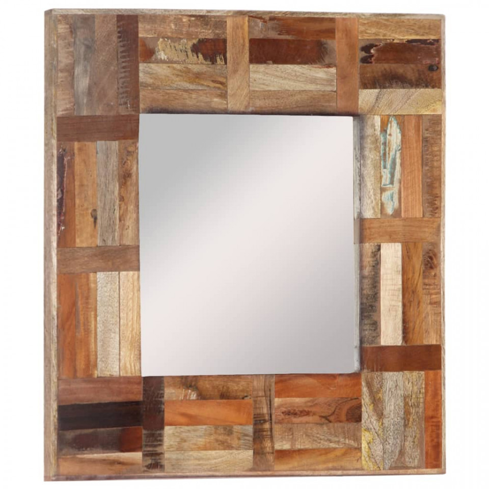 Poza Oglinda de perete, 50x50 cm, lemn masiv reciclat
