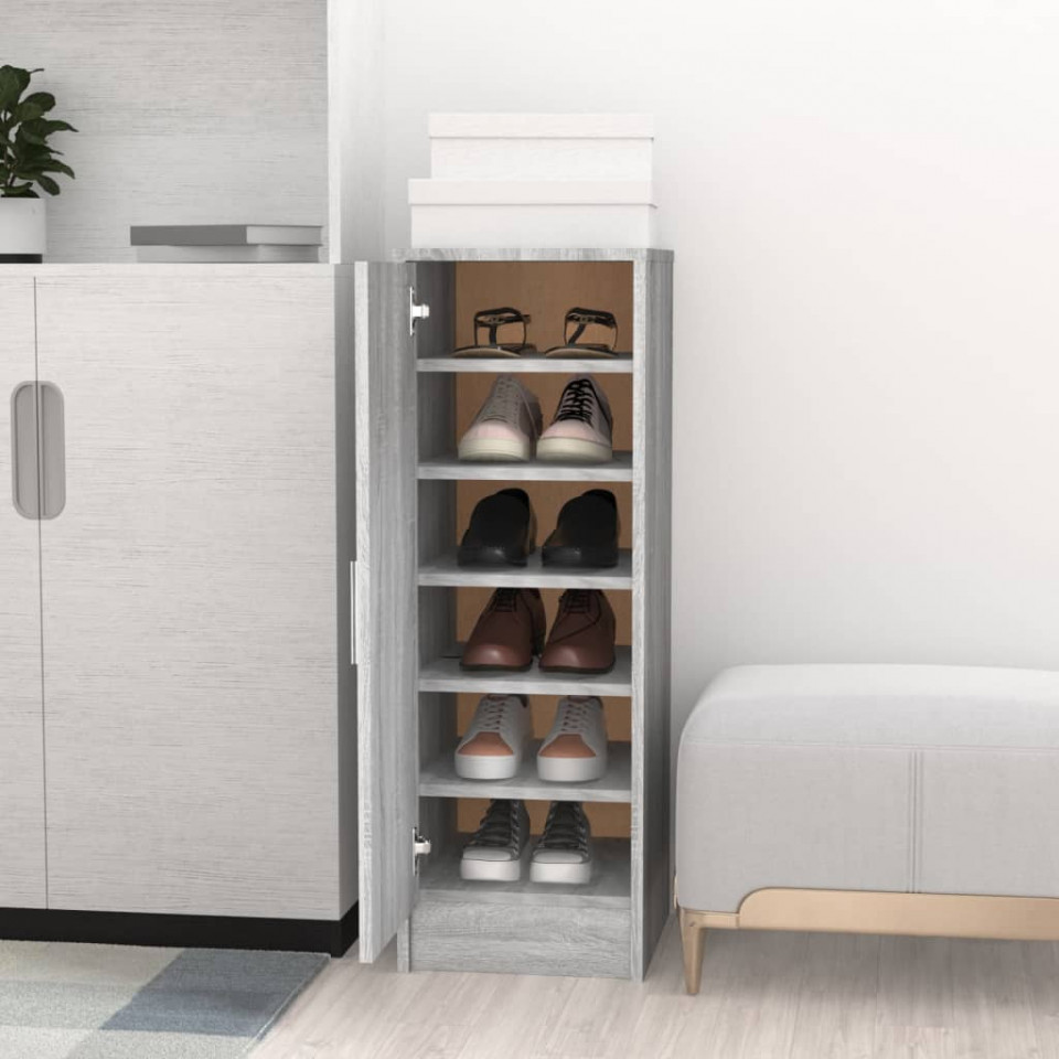 Pantofar, gri sonoma, 32x35x92 cm, lemn prelucrat