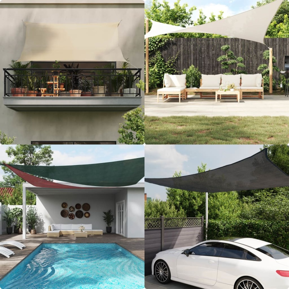 Pânză parasolar, antracit, 5x6 m, HDPE, 160 g/m²