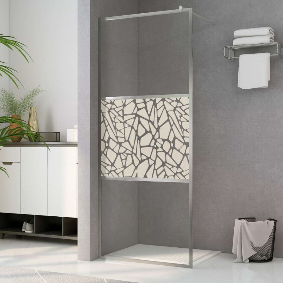 Paravan de duș walk-in, 80 x 195 cm, sticlă ESG, model piatră 195