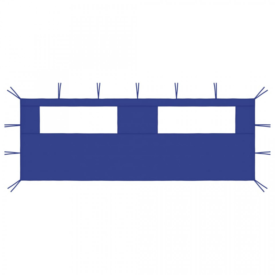 Perete lateral foișor cu ferestre, 6x2 m, albastru