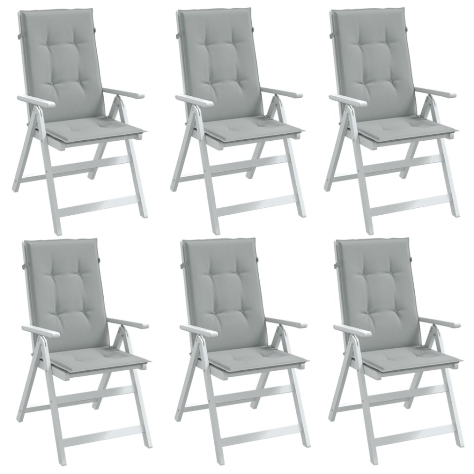 Perne scaun cu spătar înalt 6 buc. melanj gri 120x50x4cm textil