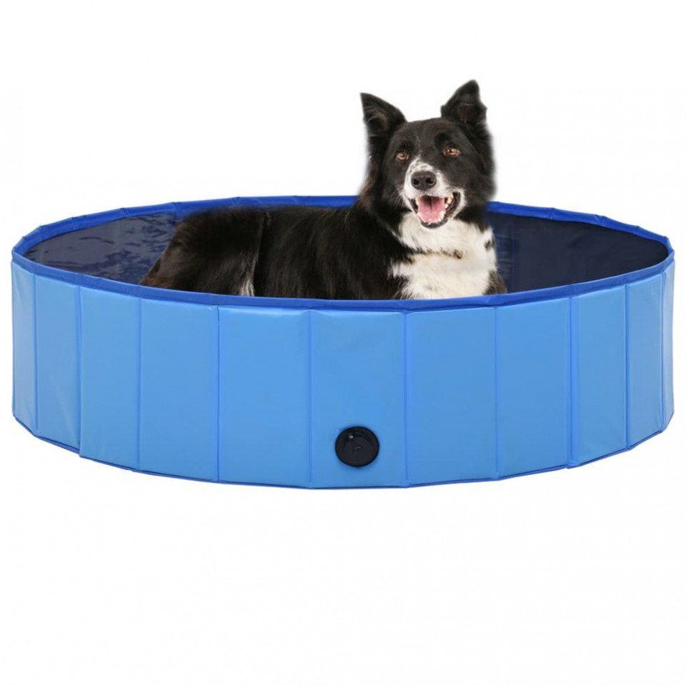 Piscină pentru câini pliabilă, albastru, 120 x 30 cm, PVC Casa Practica imagine noua