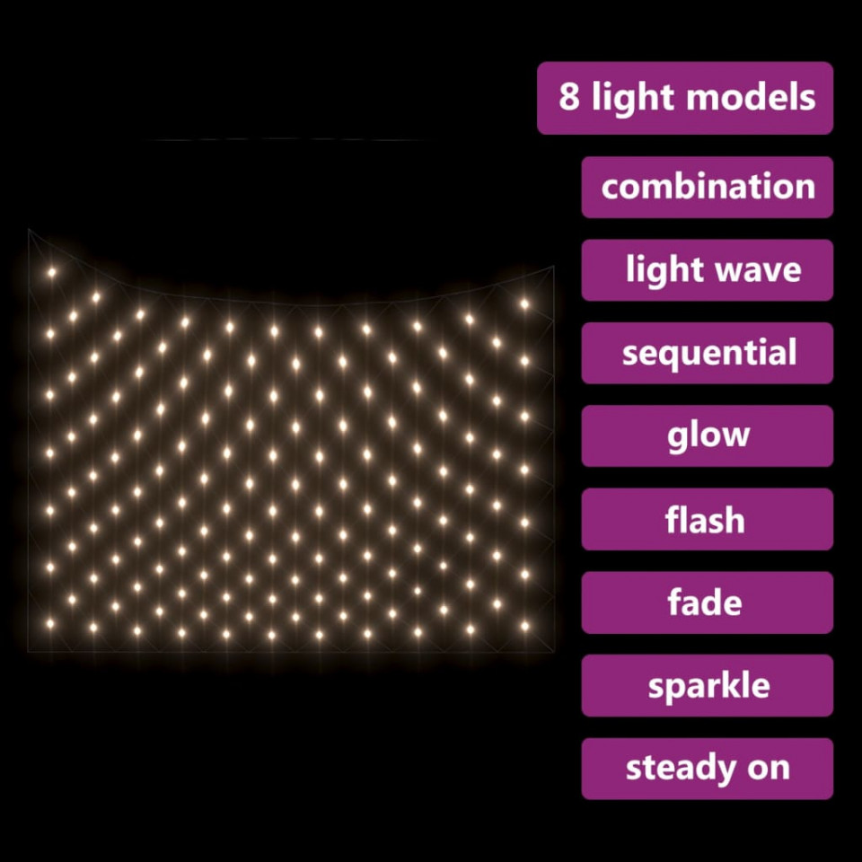 Plasă lumini de Crăciun alb cald 3x3m 306 LED interior/exterior