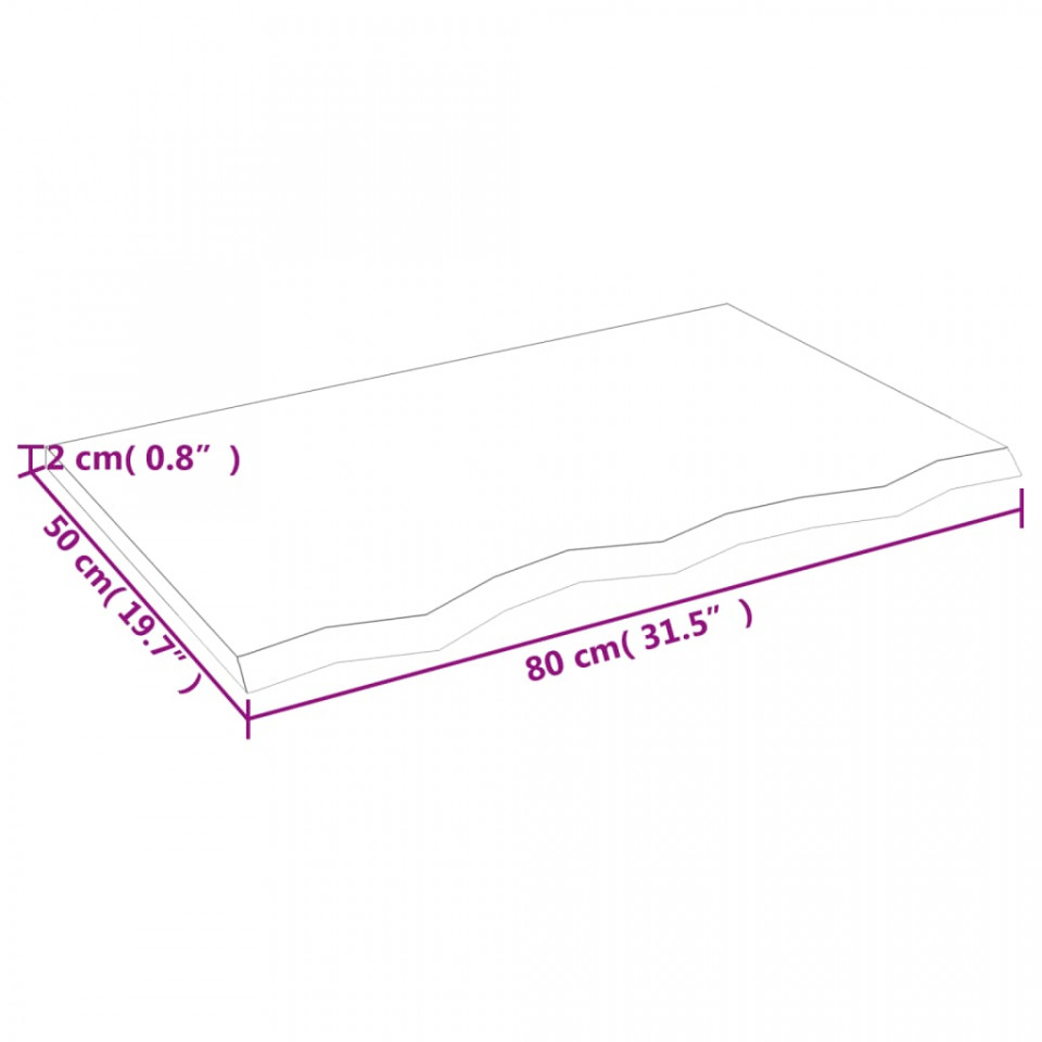 Poliță perete maro deschis 80x50x2 cm lemn masiv stejar tratat