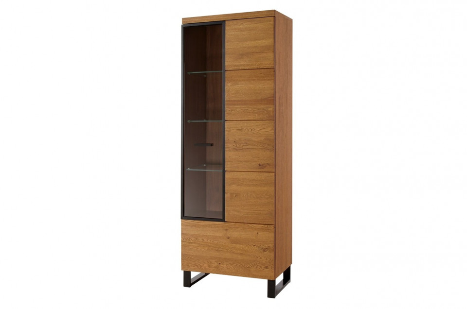 Pratto 11 vitrina dreapta cu 1 usa 67x198x42 stejar rustic