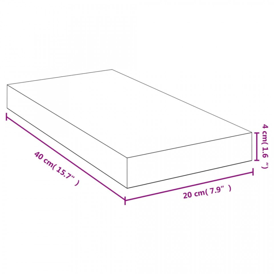 Raft de perete, 40x20x4 cm, bambus