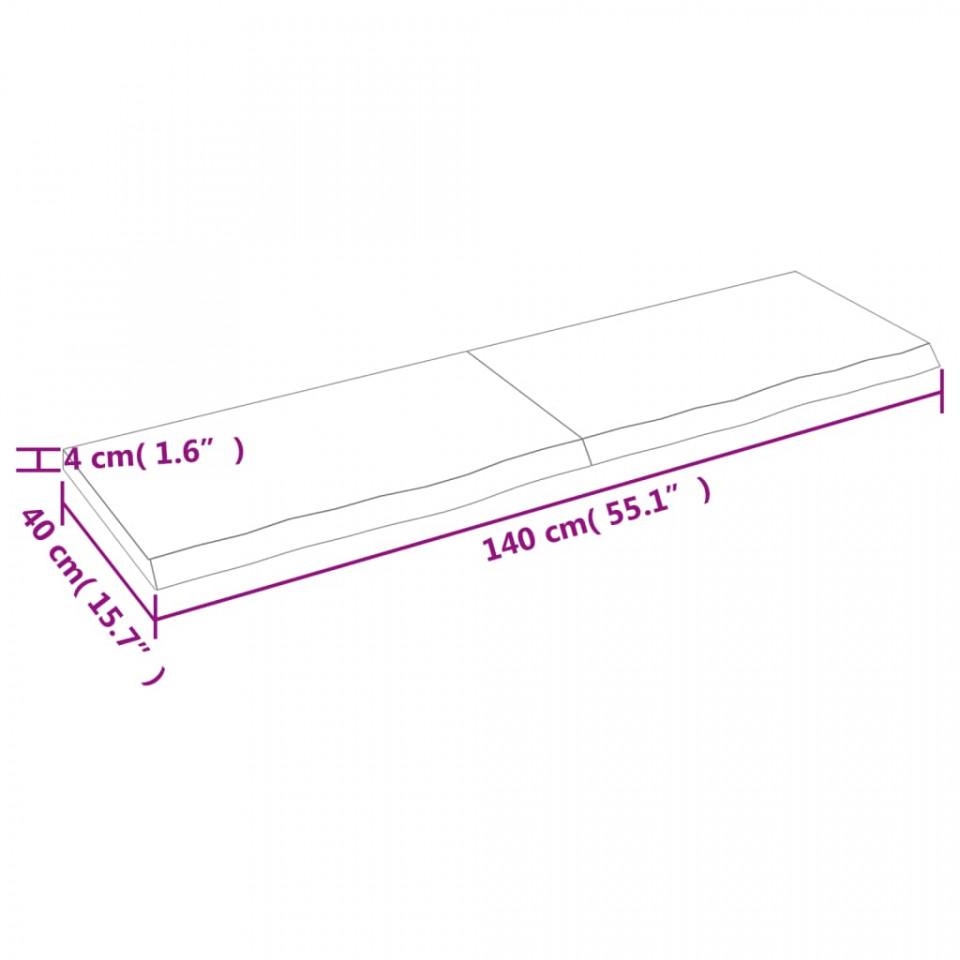 Raft de perete maro deschis 140x40x4cm lemn masiv stejar tratat