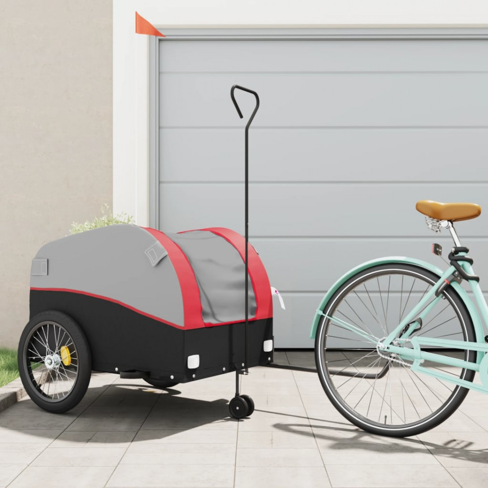 Remorcă pentru biciclete, negru și roșu, 45 kg, fier