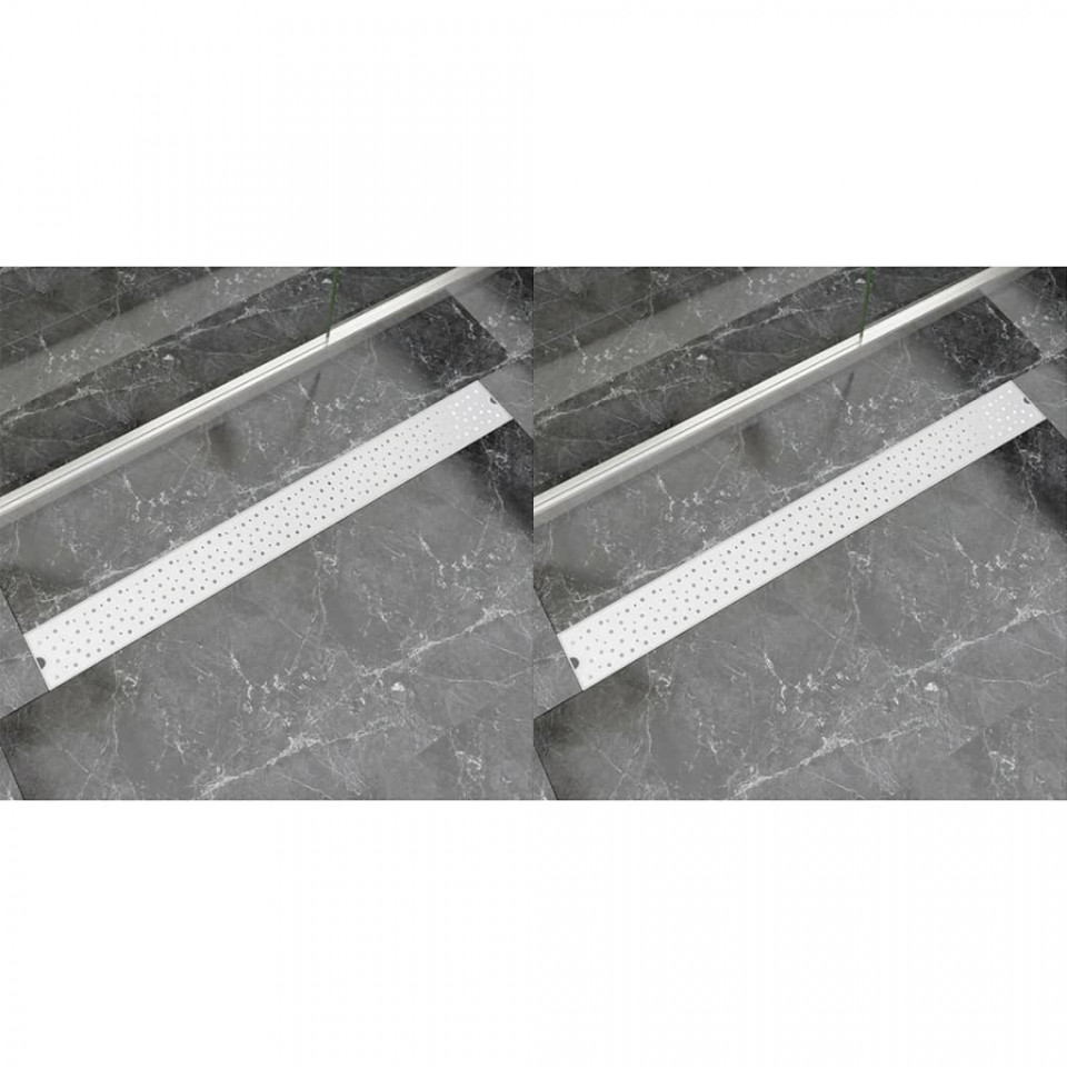 Rigolă duș liniară, 2 buc., 1030×140 mm, oțel inoxidabil, bule 1030x140