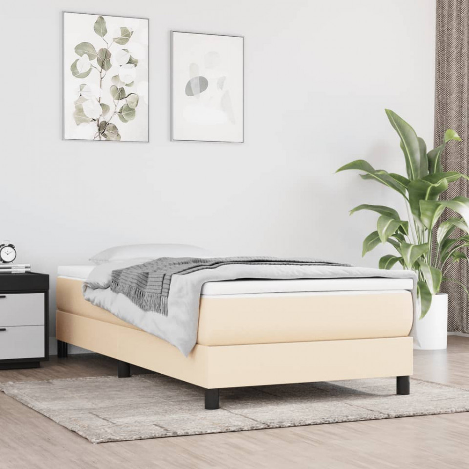Saltea de pat cu arcuri, crem, 90x200x20 cm, textil