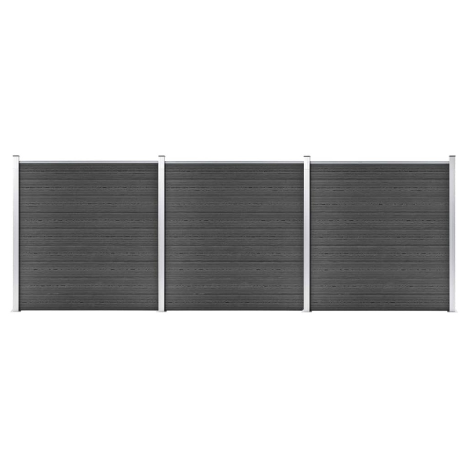 Set de panouri de gard, negru, 526 x 186 cm, WPC