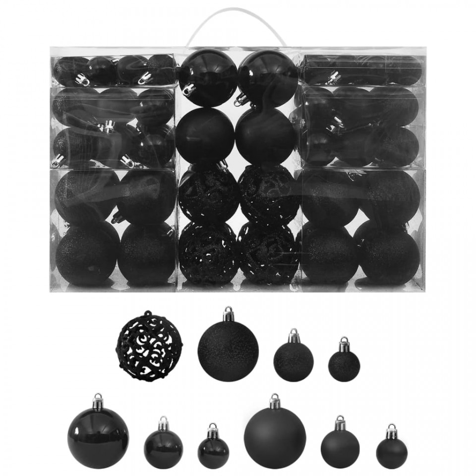 Poza Set globuri de Craciun, 100 piese, negru