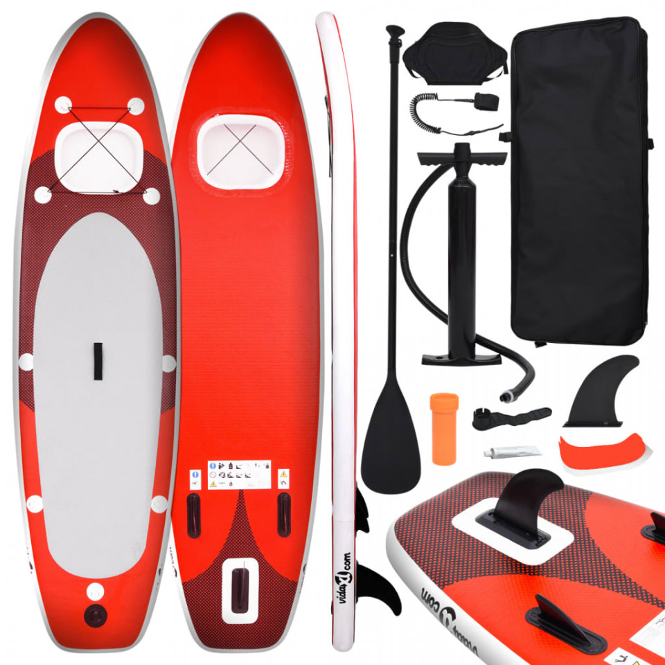 Set placă paddleboarding gonflabilă, roşu, 330x76x10 cm Casa Practica