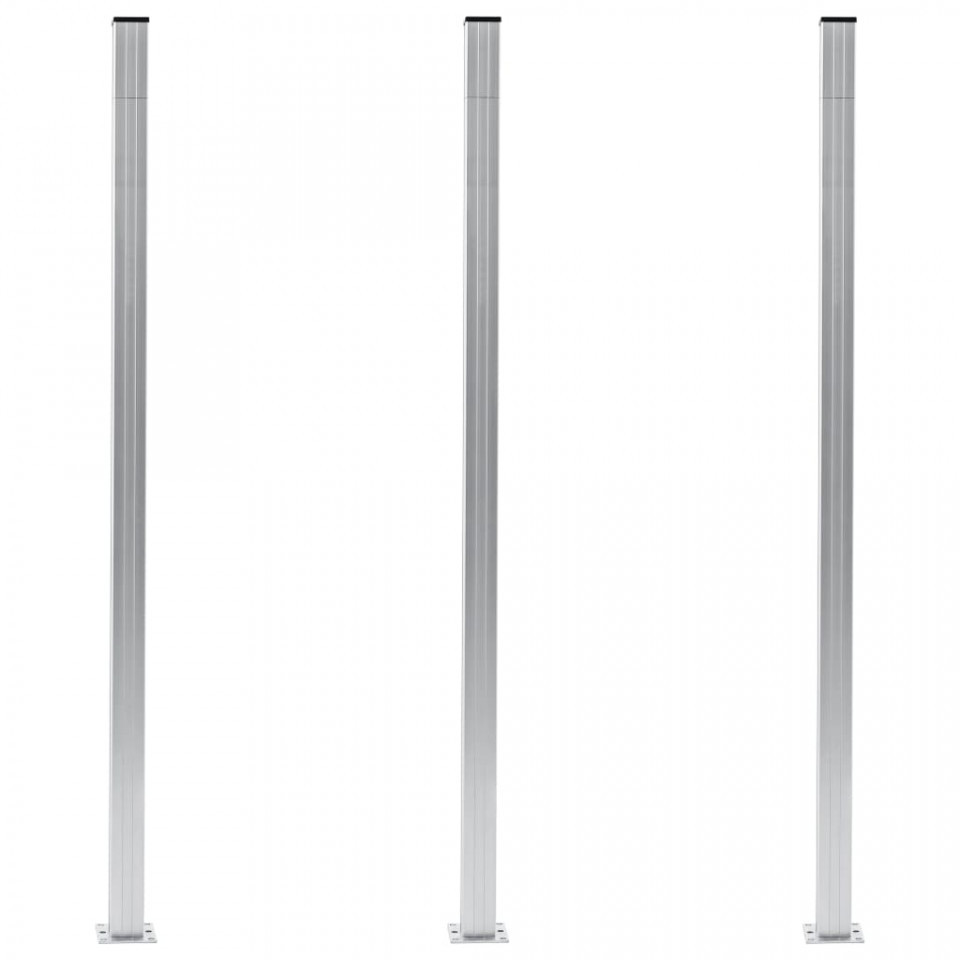 Stâlpi de gard, 3 buc., 185 cm, aluminiu 185