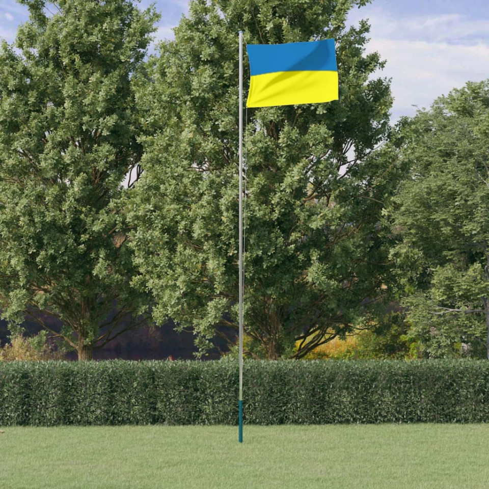 Steag Ucraina cu stâlp din aluminiu, 6,23 m