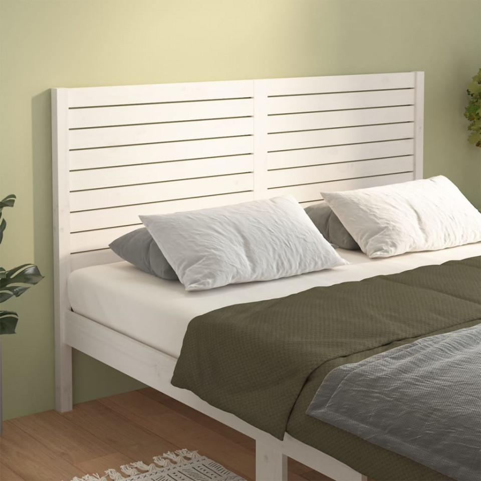 Poza Tablie de pat, alb, 126x4x100 cm, lemn masiv de pin