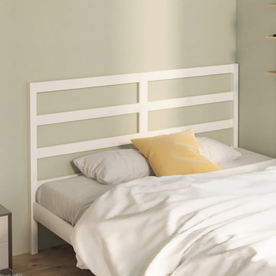Poza Tablie de pat, alb, 146x4x100 cm, lemn masiv de pin