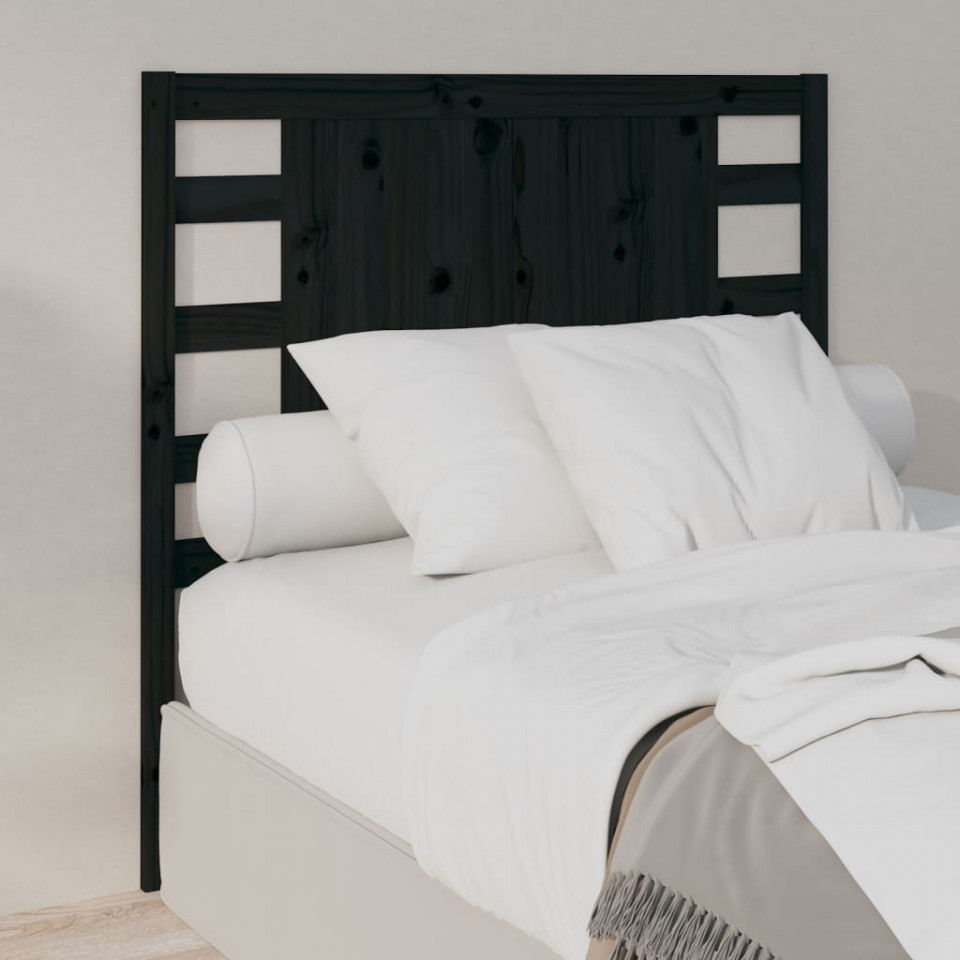 Poza Tablie de pat, negru, 96x4x100 cm, lemn masiv de pin